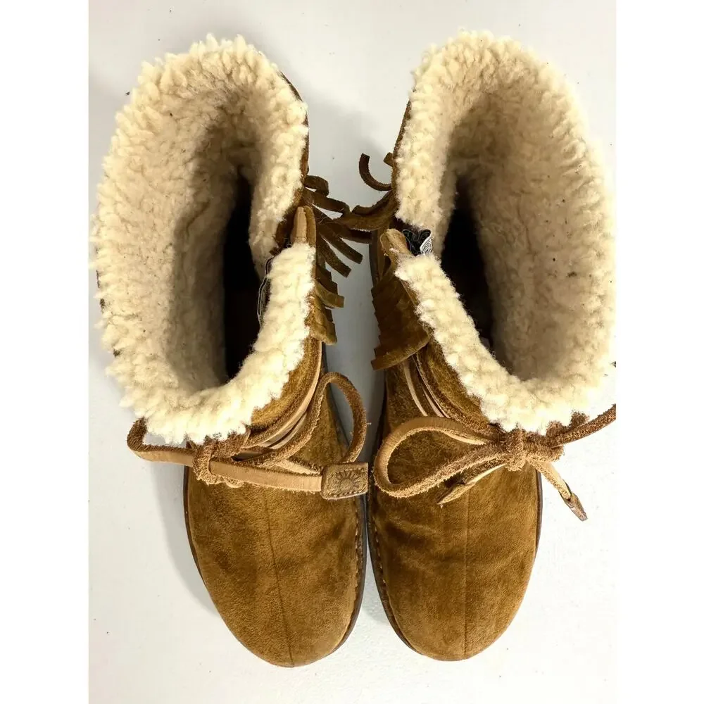 UGG Gaviota Suede Fringe Ankle Boots Womens Size 9 Brown Style 5749 - Picture 7 of 12